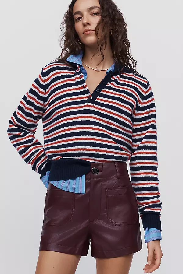 Colette Faux Leather High Rise Shorts by Maeve