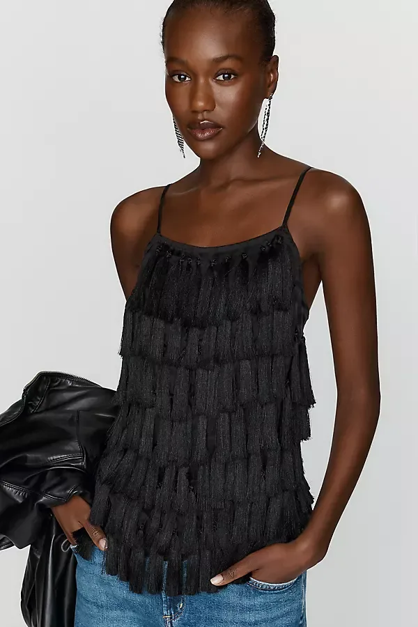 Sleeveless Fringed Tassel Cami by Anthropologie