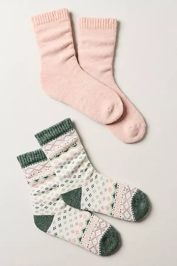 Wool-Blend Crew Socks, Set of 2 by MUK LUKS