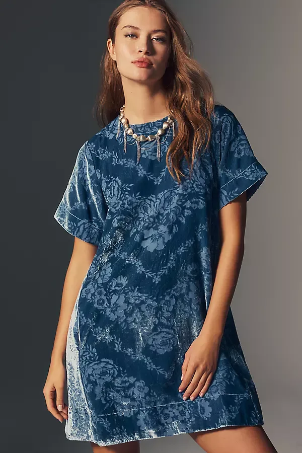 Emmy Short-Sleeve Swing Mini Dress by Maeve: Velvet Edition by Maeve