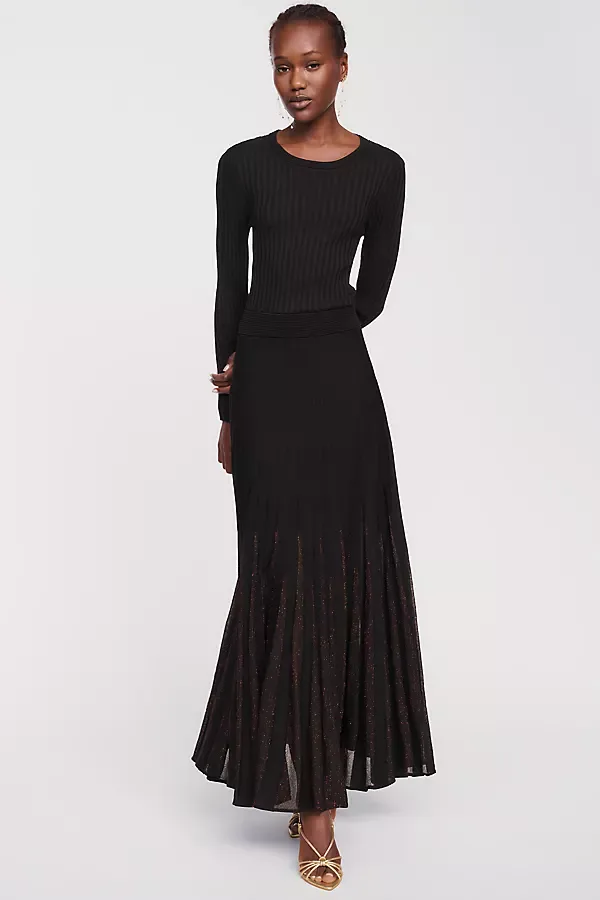 Knit Lurex Pleated Maxi Dress by Maeve