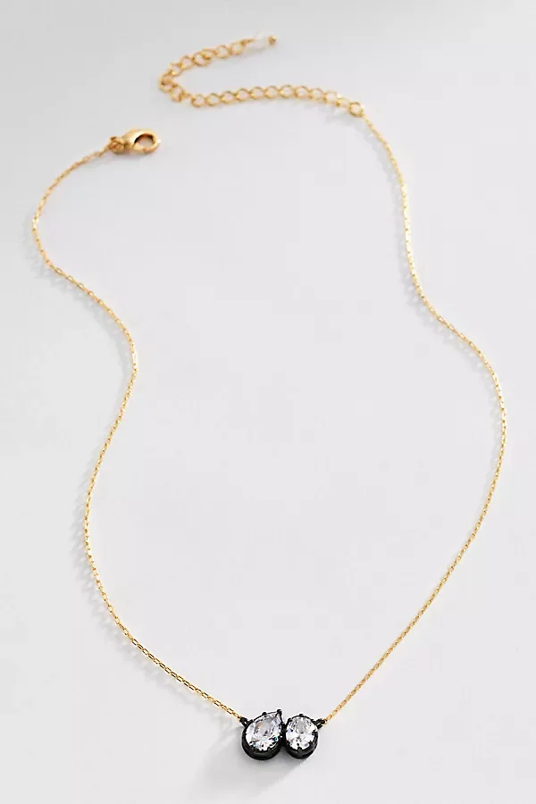 Mixed Metal Crystal Pendant Necklace by Anthropologie
