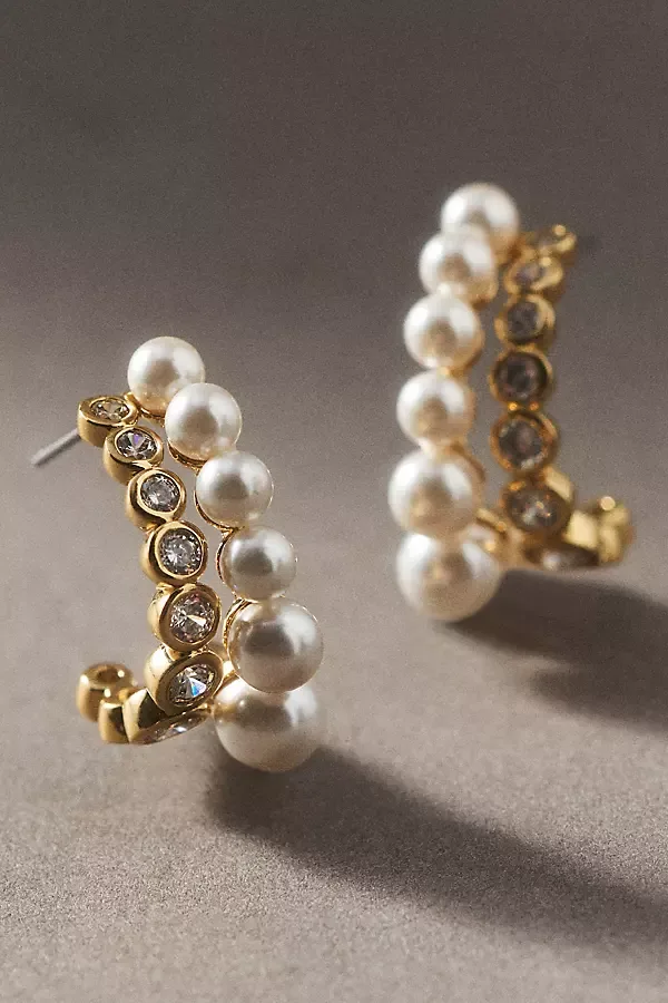 Under the Sea Double Row J Hoop Earrings by NADRI