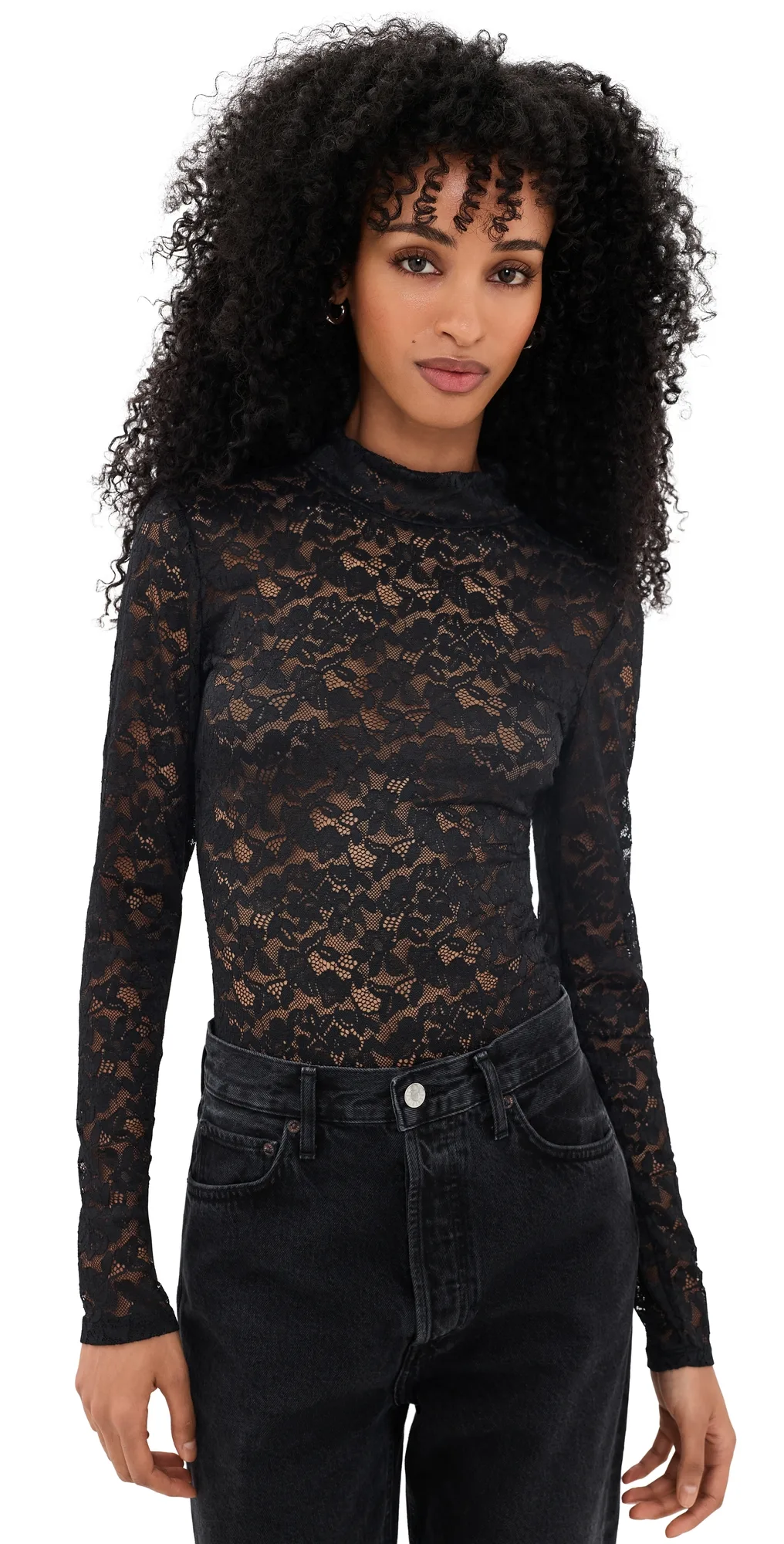 The Lace Turtleneck Thong Bodysuit by GOOD AMERICAN
