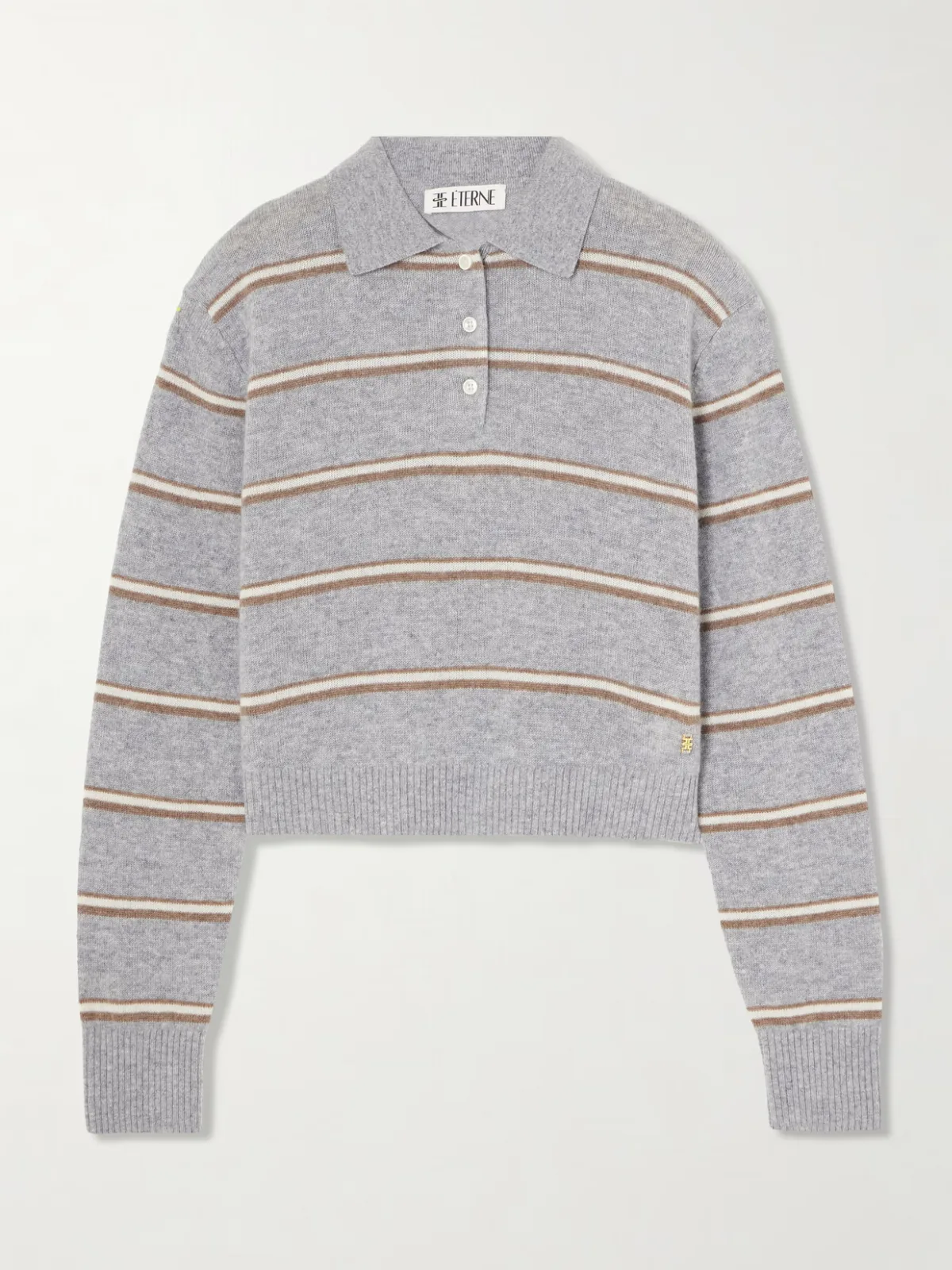 - Barrett Cropped Striped Cashmere Sweater -
