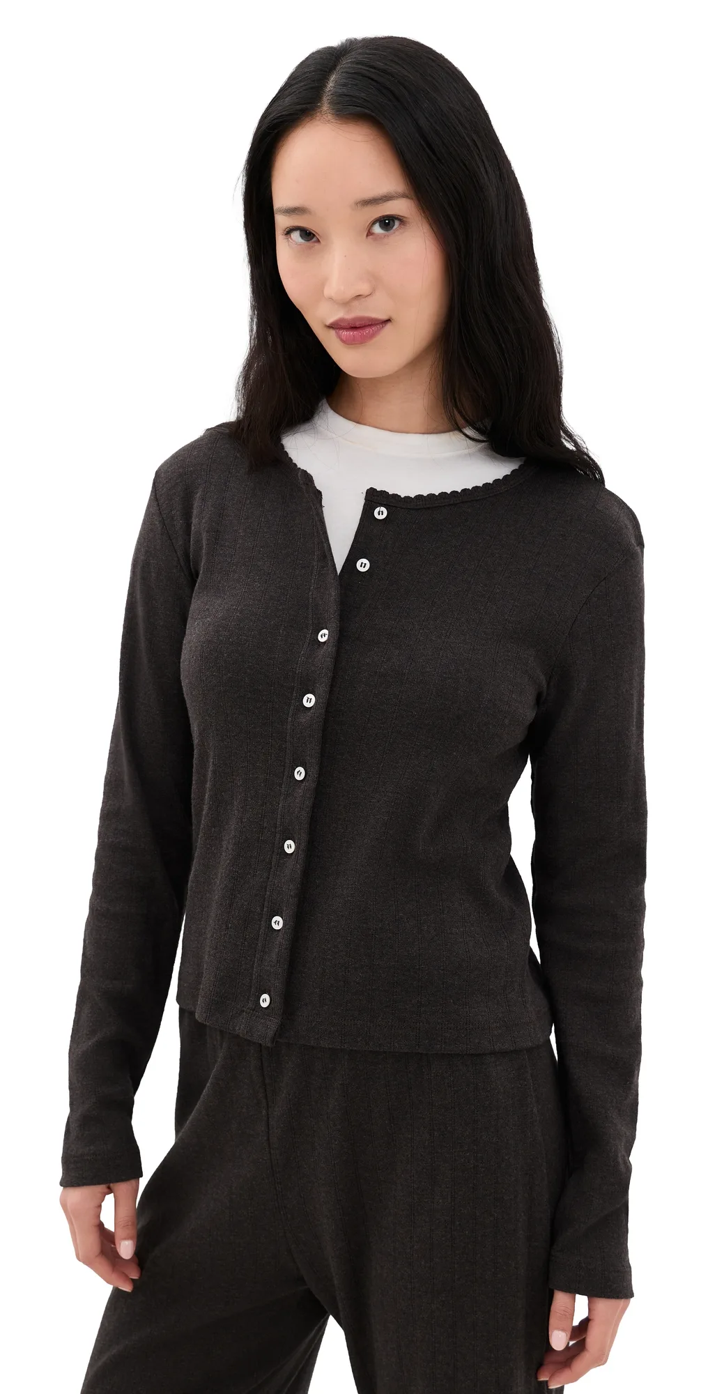 Leset Pointelle Classic Cardigan
