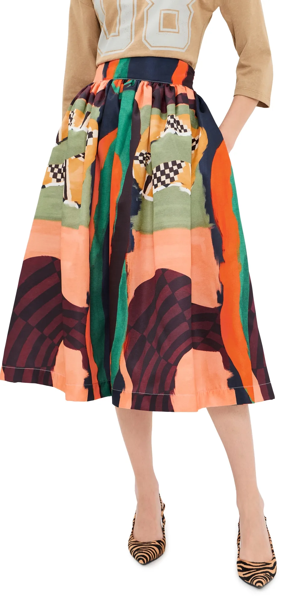 Stella Jean Amelie Printed Full Skirt by Stella Jean