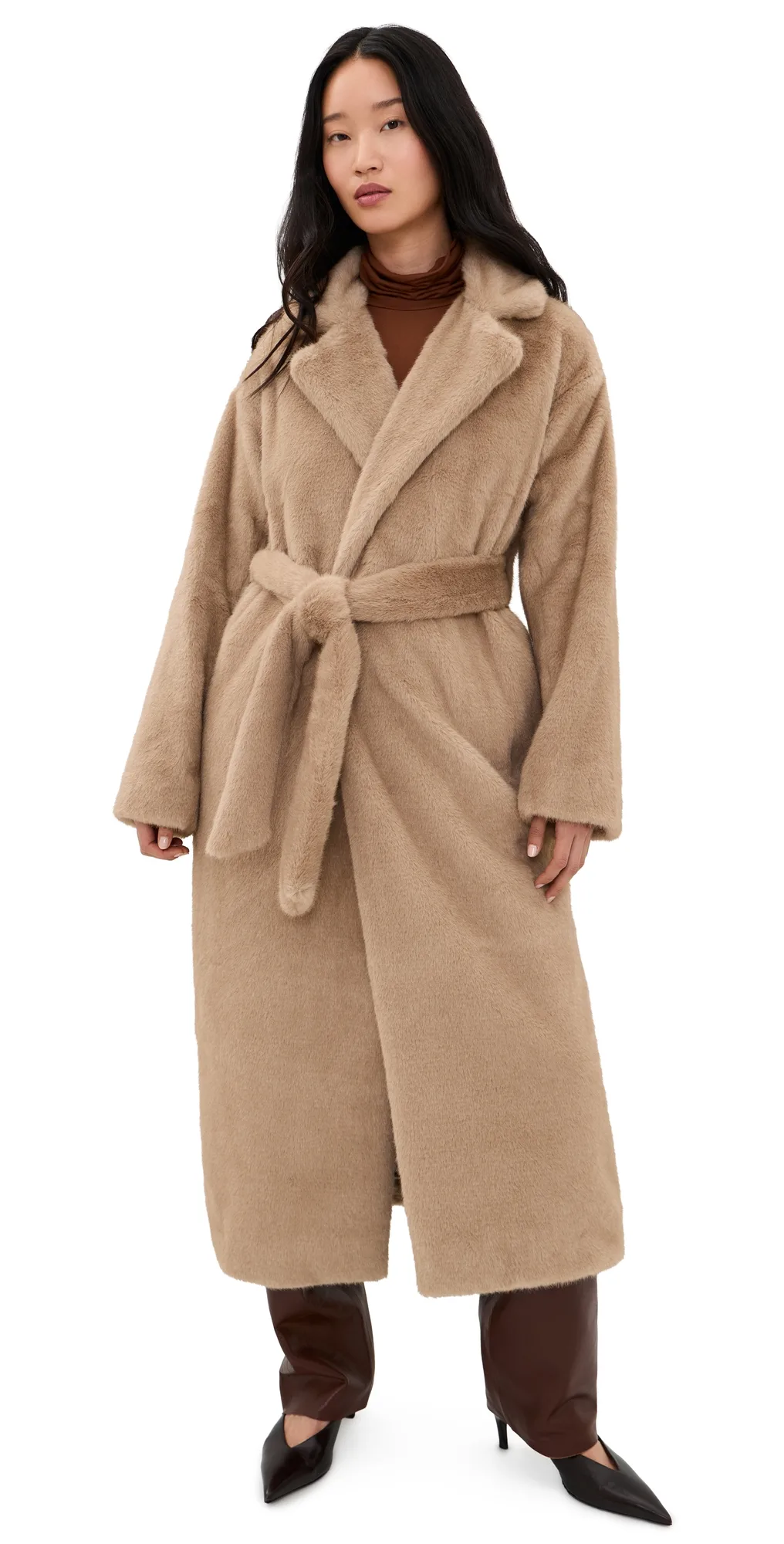 Lexie Faux Fur Wrap Coat by 4th & Reckless
