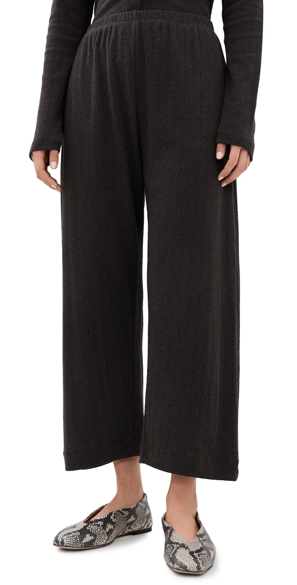 Pointelle Crop Wide Leg Pants by Leset