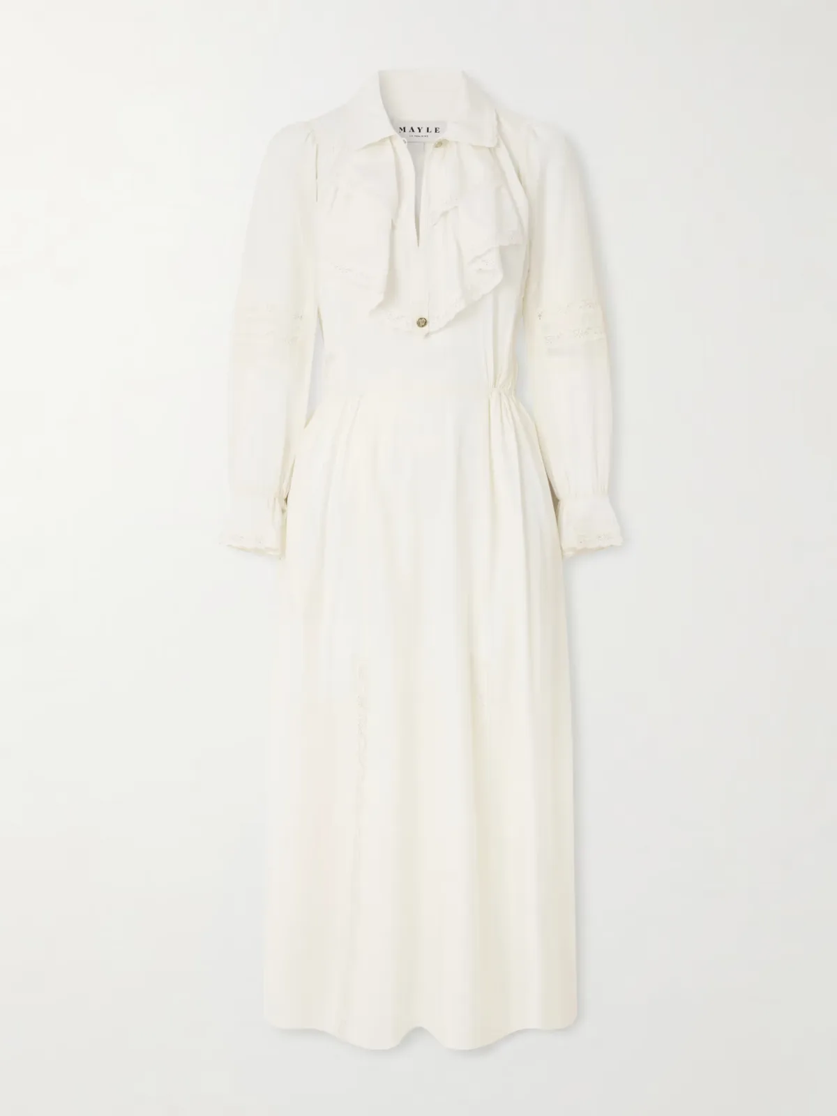 - Joeldi Ruffled Lace-trimmed Silk Charmeuse And Crepe De Chine Dress -