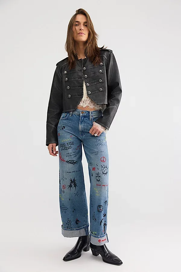 Snacks! by Mother the Smoothie Flood Cuff Printed Jeans by MOTHER