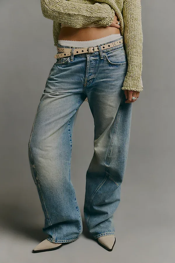 We the Free Fable Low-Rise Twisted Bowed Jeans by Free People