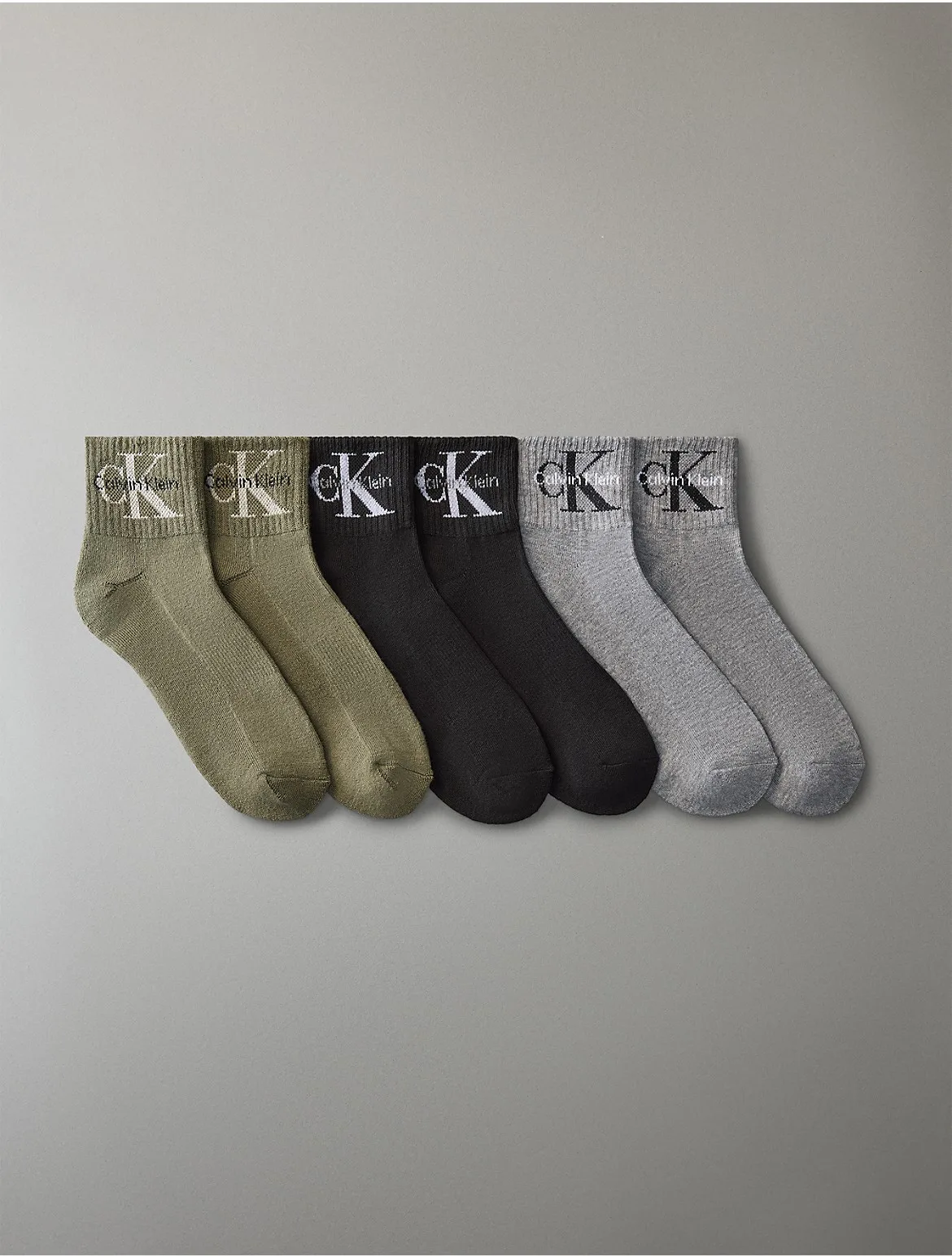 Monologo Cushion Quarter 6-Pack Socks by Calvin Klein