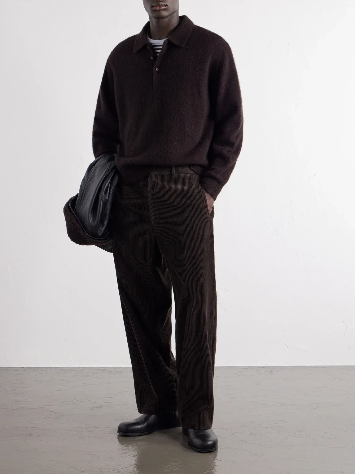 Brushed Cashmere Polo Sweater