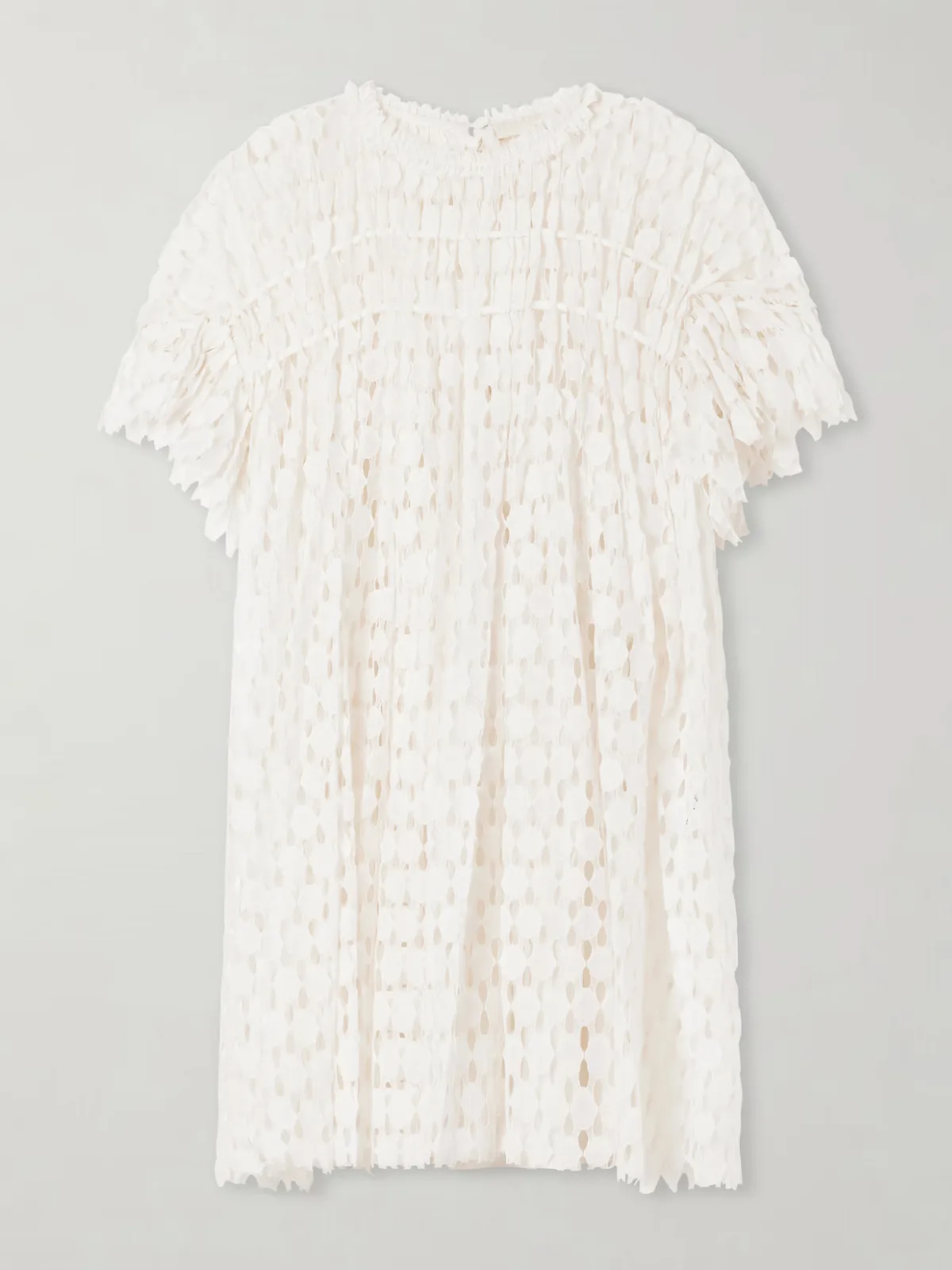- Layla Pleated Cotton-blend Lace Mini Dress -