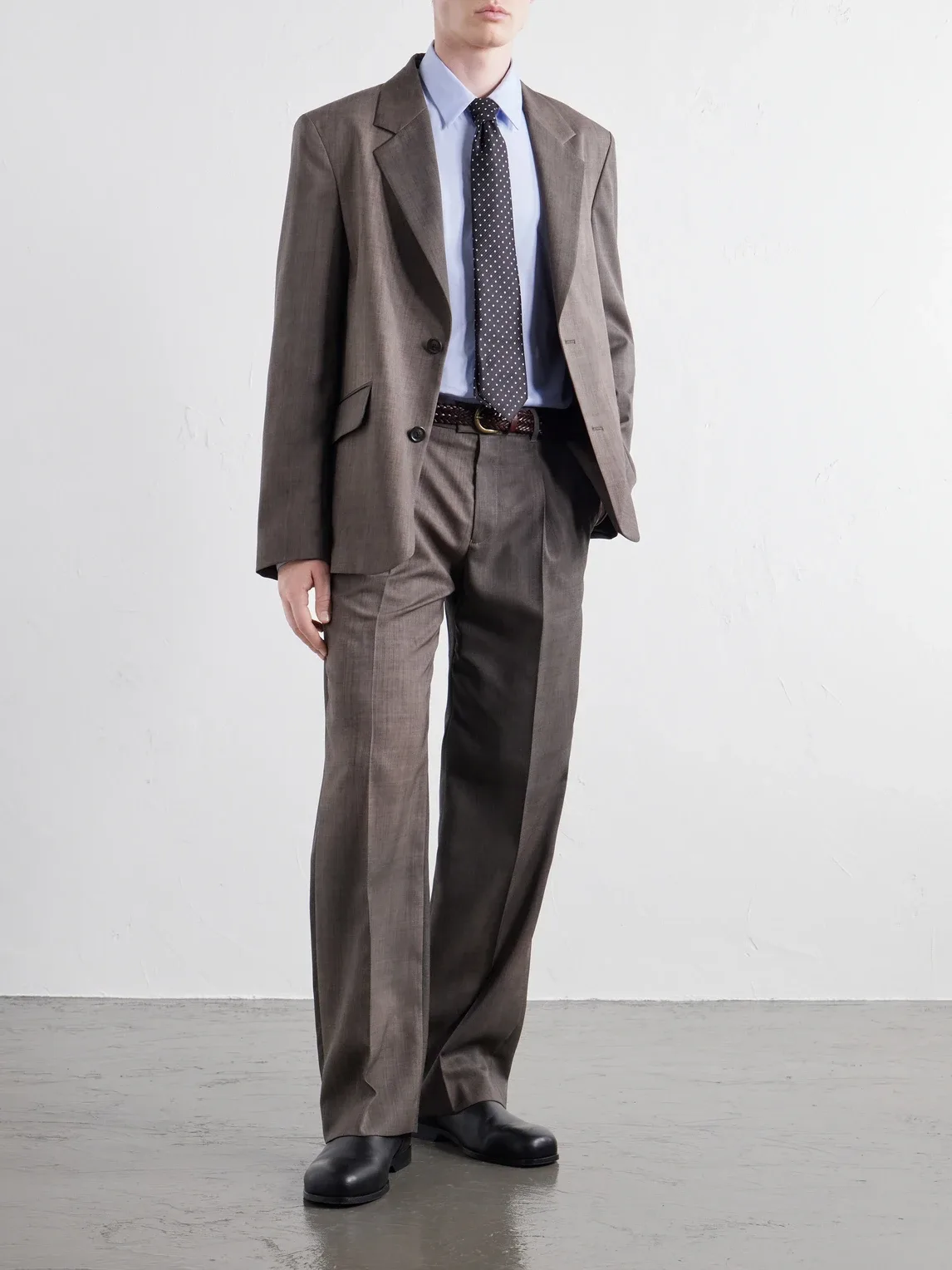 Slack Straight-Leg Pleated Virgin-Wool Twill Suit Trousers