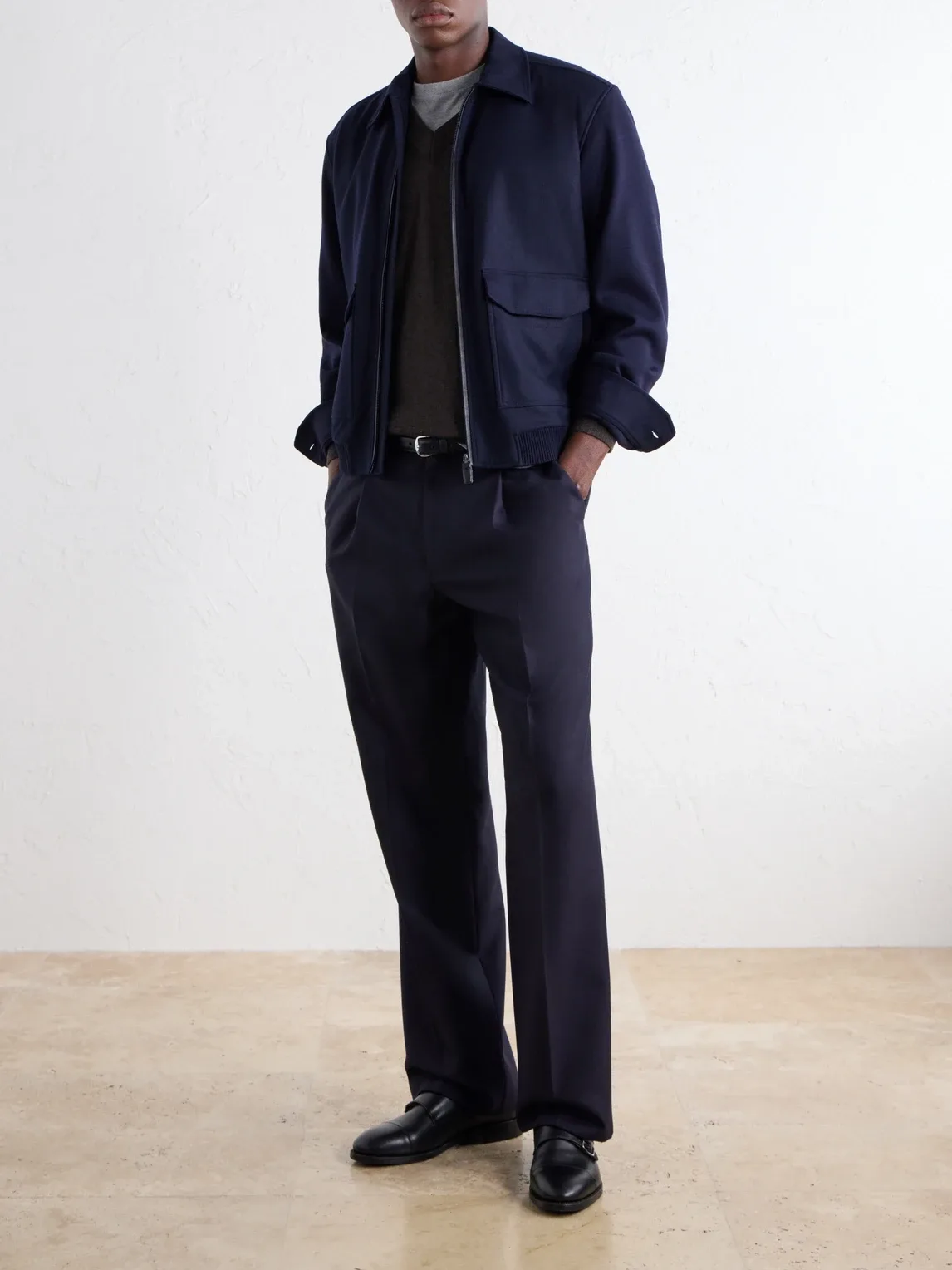 Felted Wool and Stretch-Cashmere Blouson Jacket