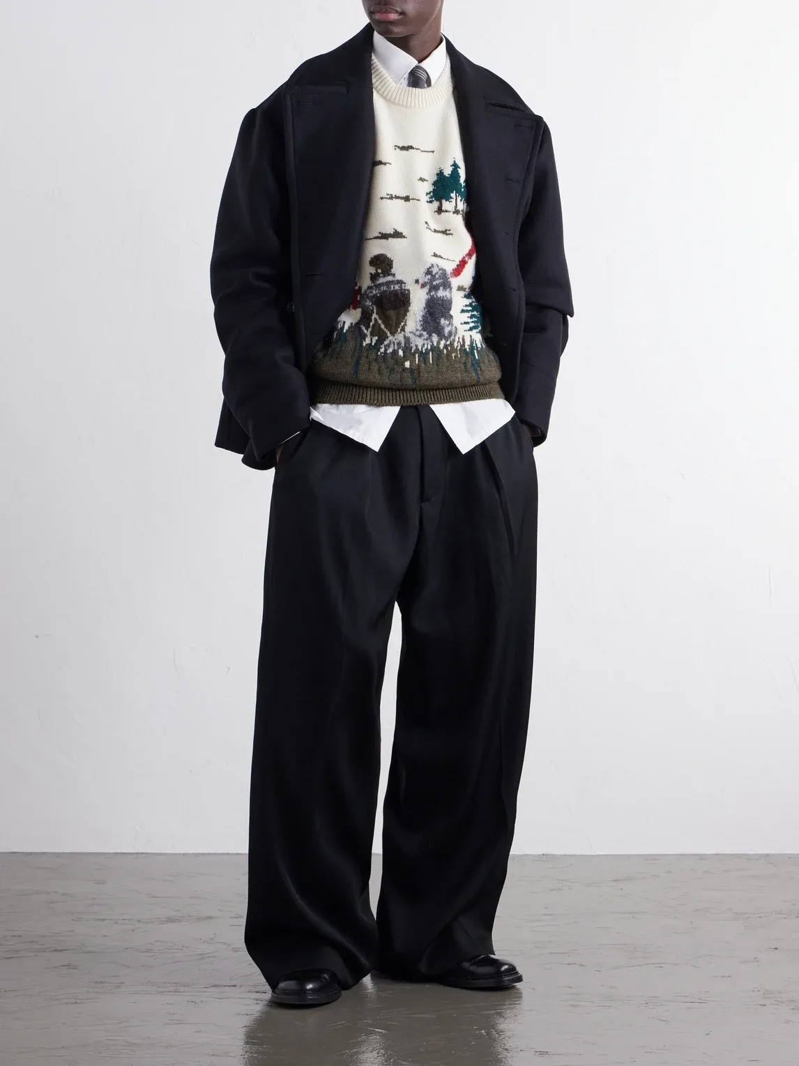 Intarsia-Knit Wool Sweater by Junya Watanabe