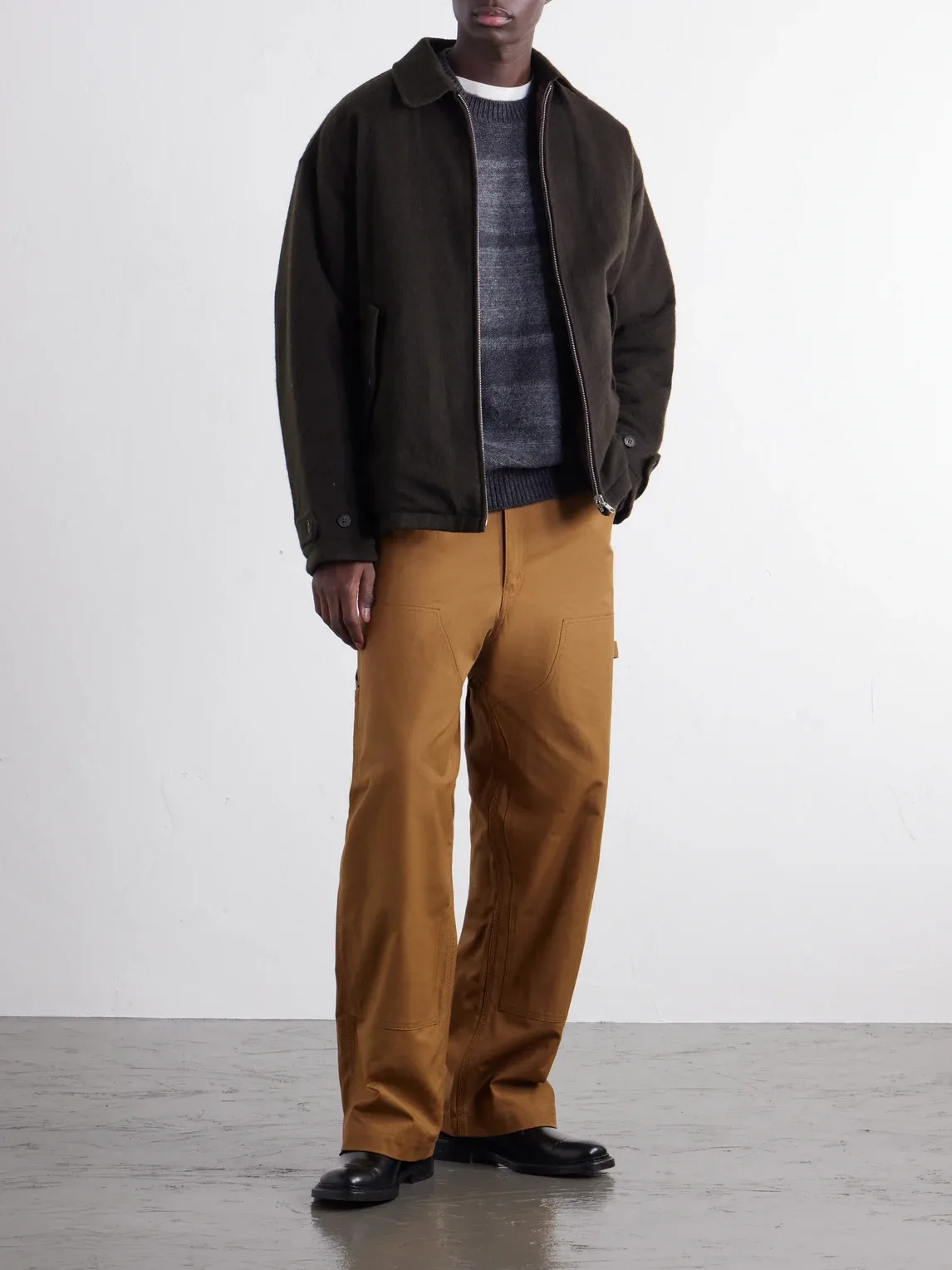 Reversible Padded Brushed Wool and Quilted Shell Blouson Jacket