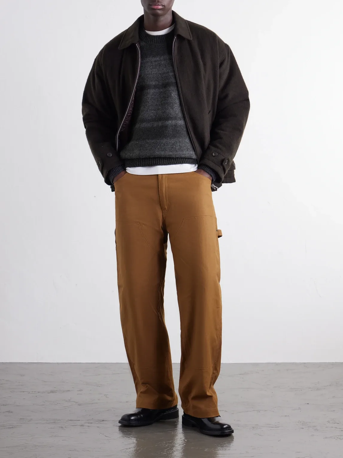 Striped Brushed Wool-Blend Sweater