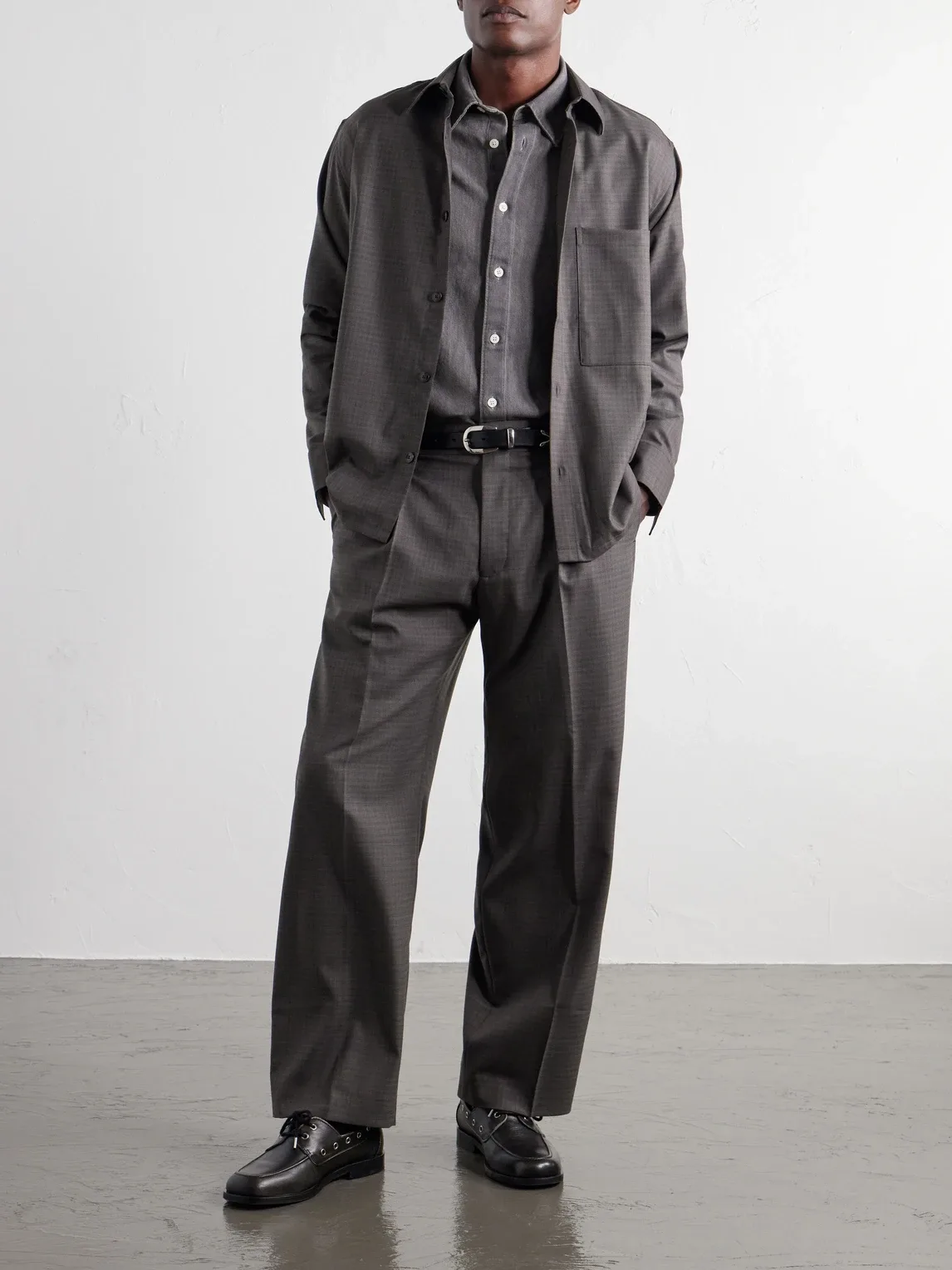 Freddy 10071 Checked Basketweave Wool-Blend Shirt