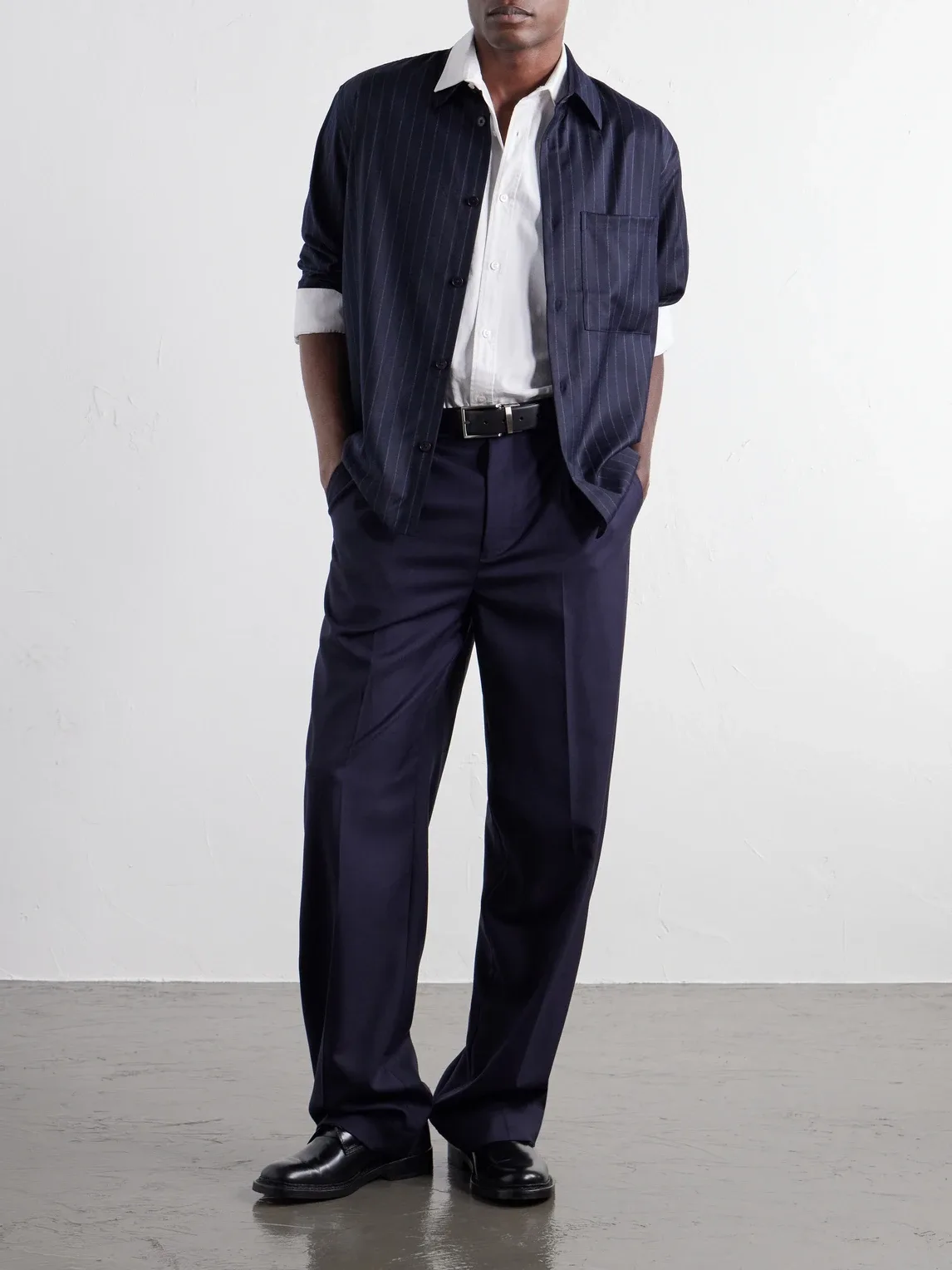 Freddy 10052 Pinstriped Wool-Blend Flannel Shirt