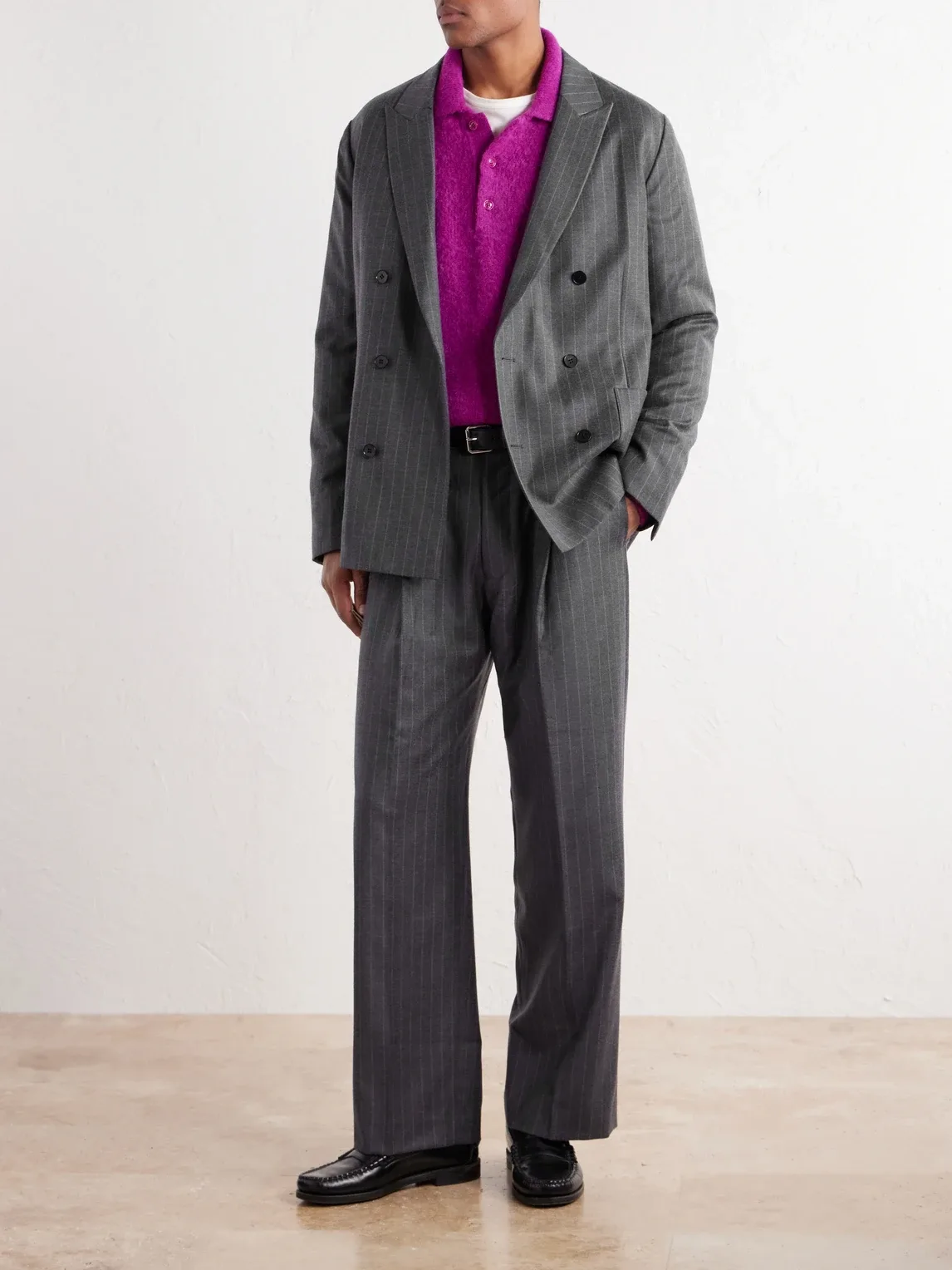Jordin 10052 Pinstripe Double-Breasted Suit Jacket