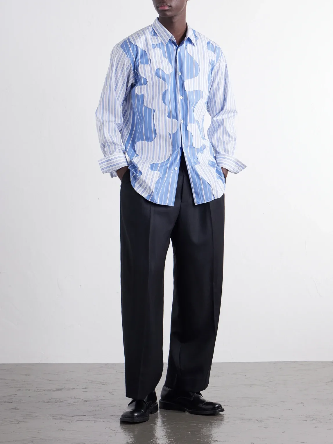 Patchwork Two-Tone Striped Cotton-Poplin Shirt by Comme des Garçons