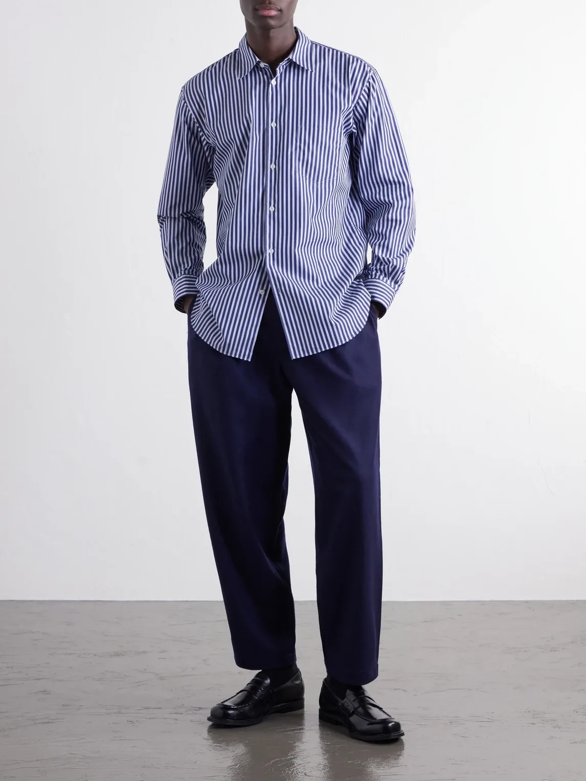 Wide-Leg Pleated Wool-Blend Flannel Trousers by Comme des Garçons