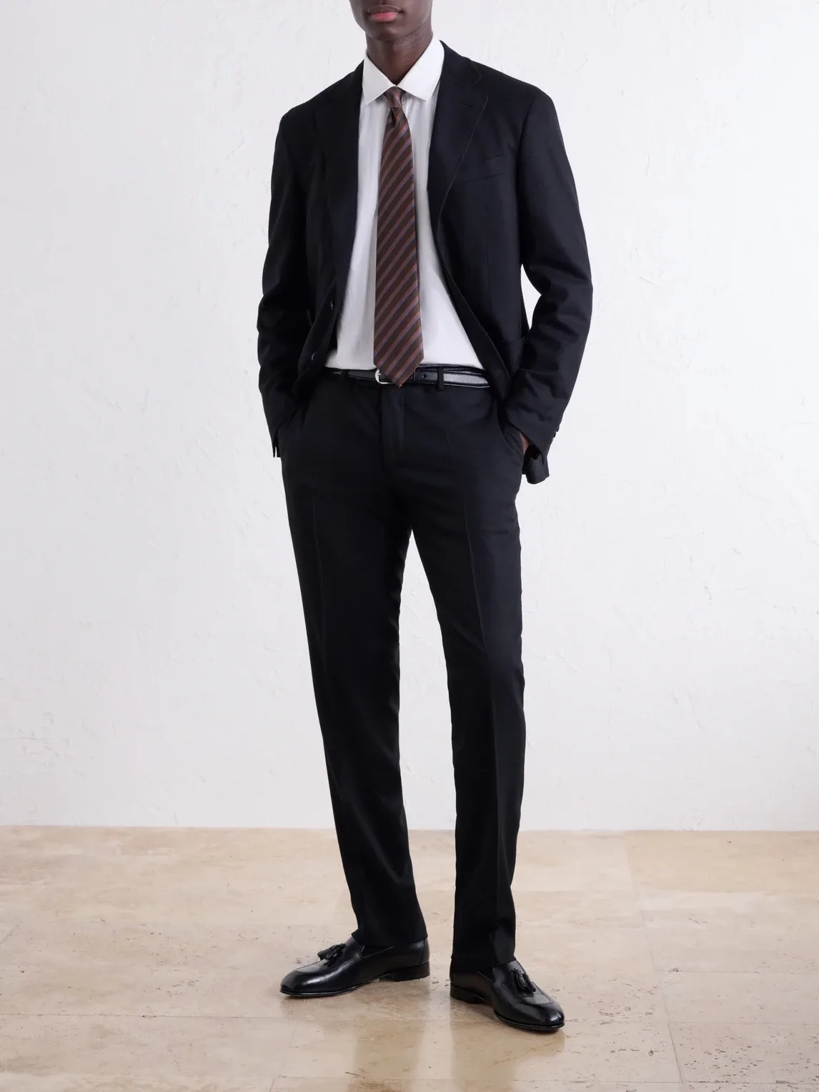 Tapered Wool-Blend Fresco Suit Trousers
