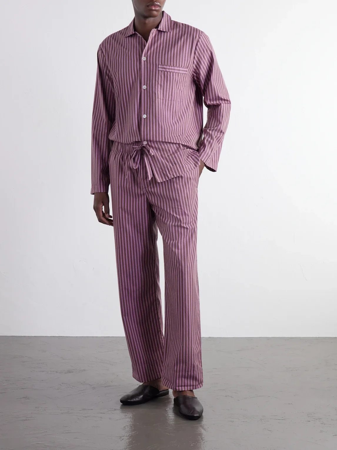 Drawstring Striped Organic Cotton-Poplin Pyjama Trousers