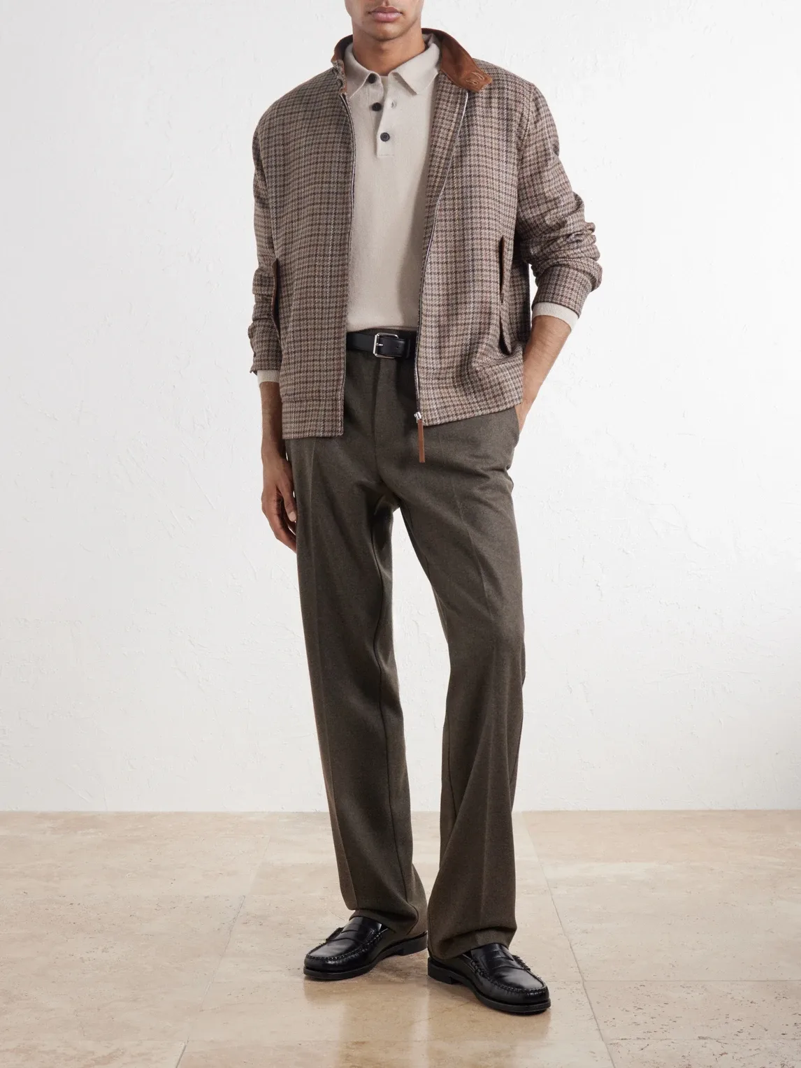 Straight-Leg Wool Brushed Trousers
