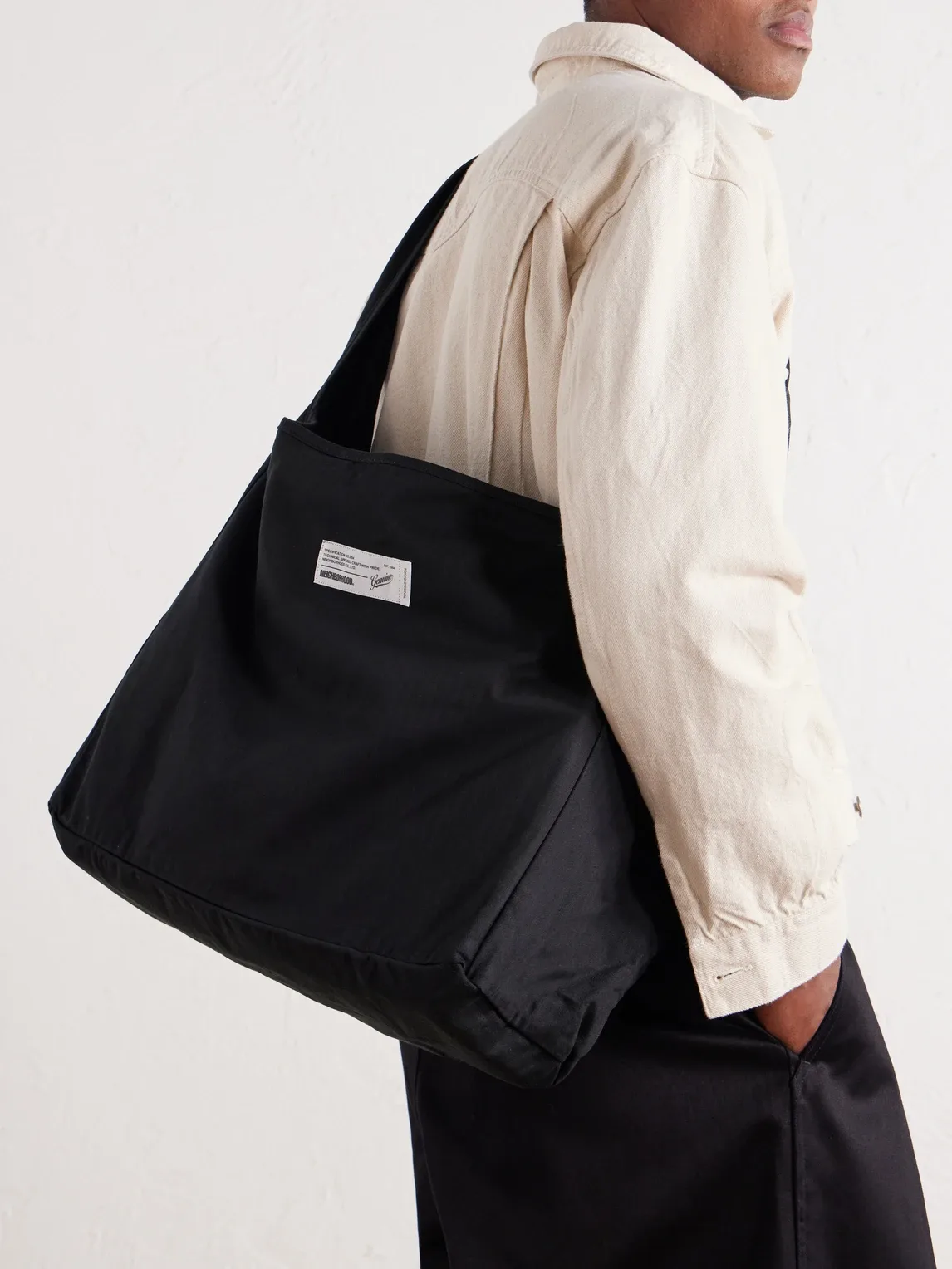 Newspaper Herringbone Cotton Messenger Bag by Neighborhood