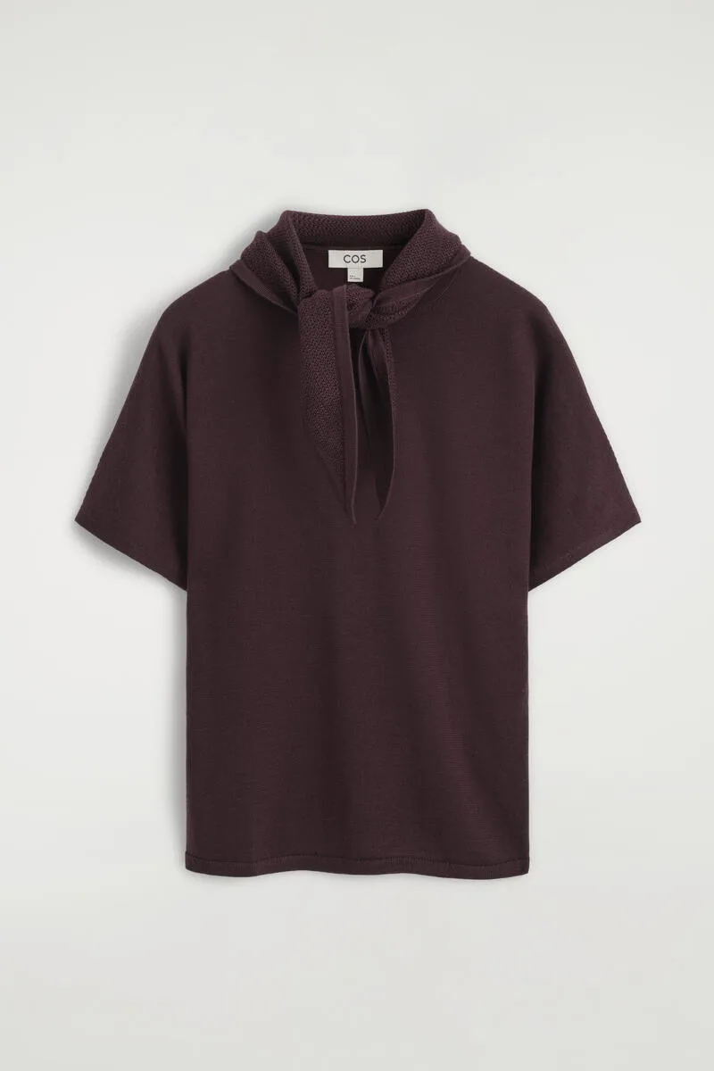 Scarf-Detail Merino Wool-Blend T-Shirt by COS