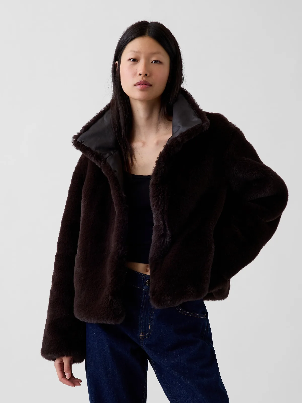 Recycled Faux Fur Crop Jacket by Gap