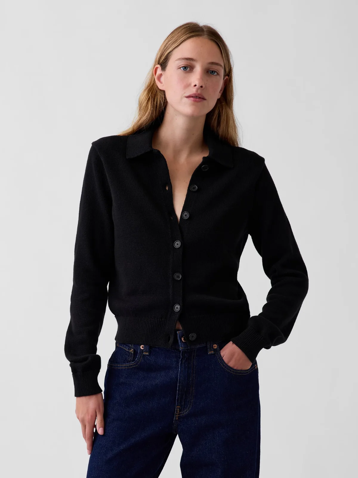 100% Cotton Polo Shirt Cardigan Sweater by Gap