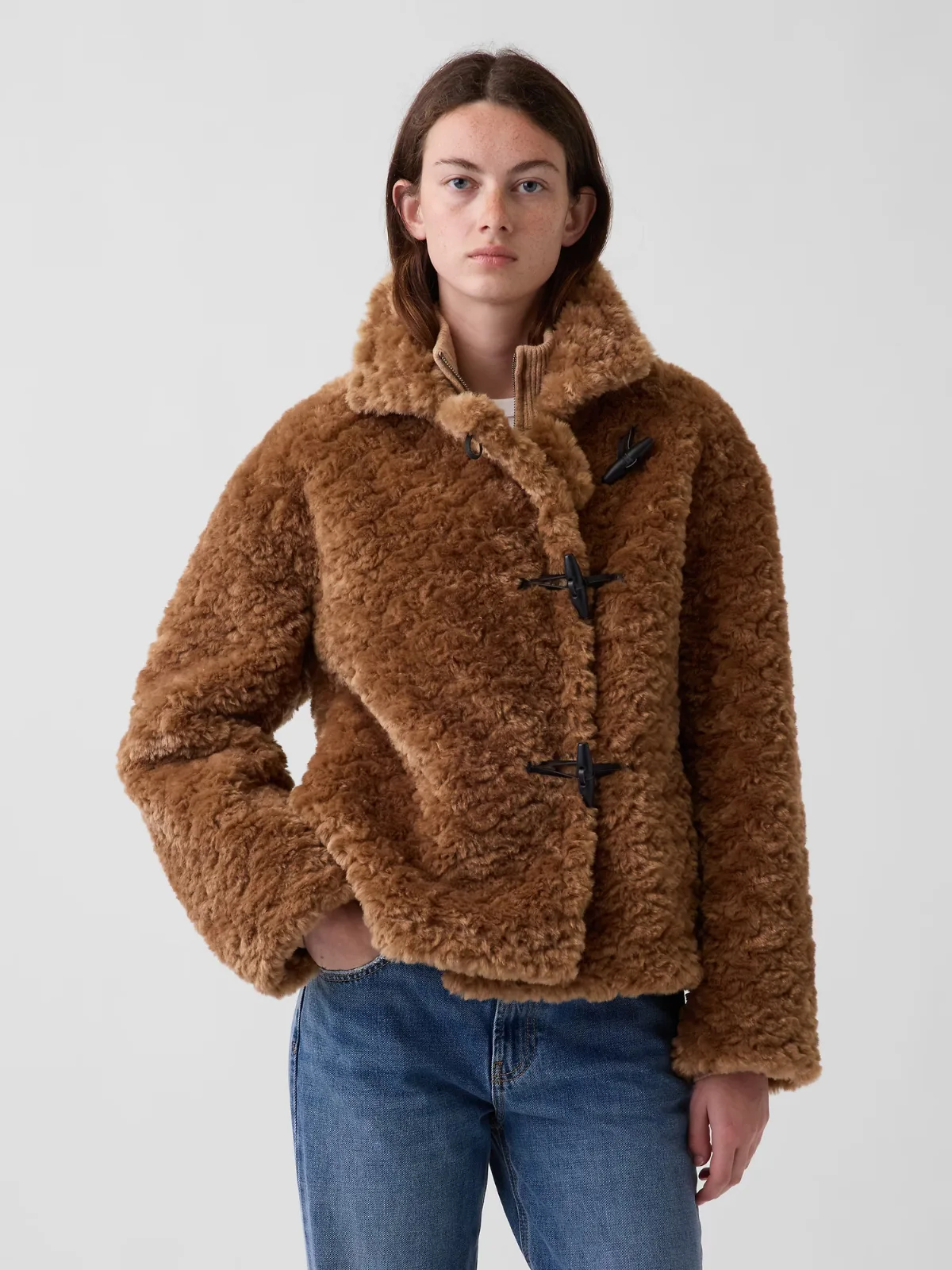 Sherpa & Vegan Suede Toggle Coat by Gap