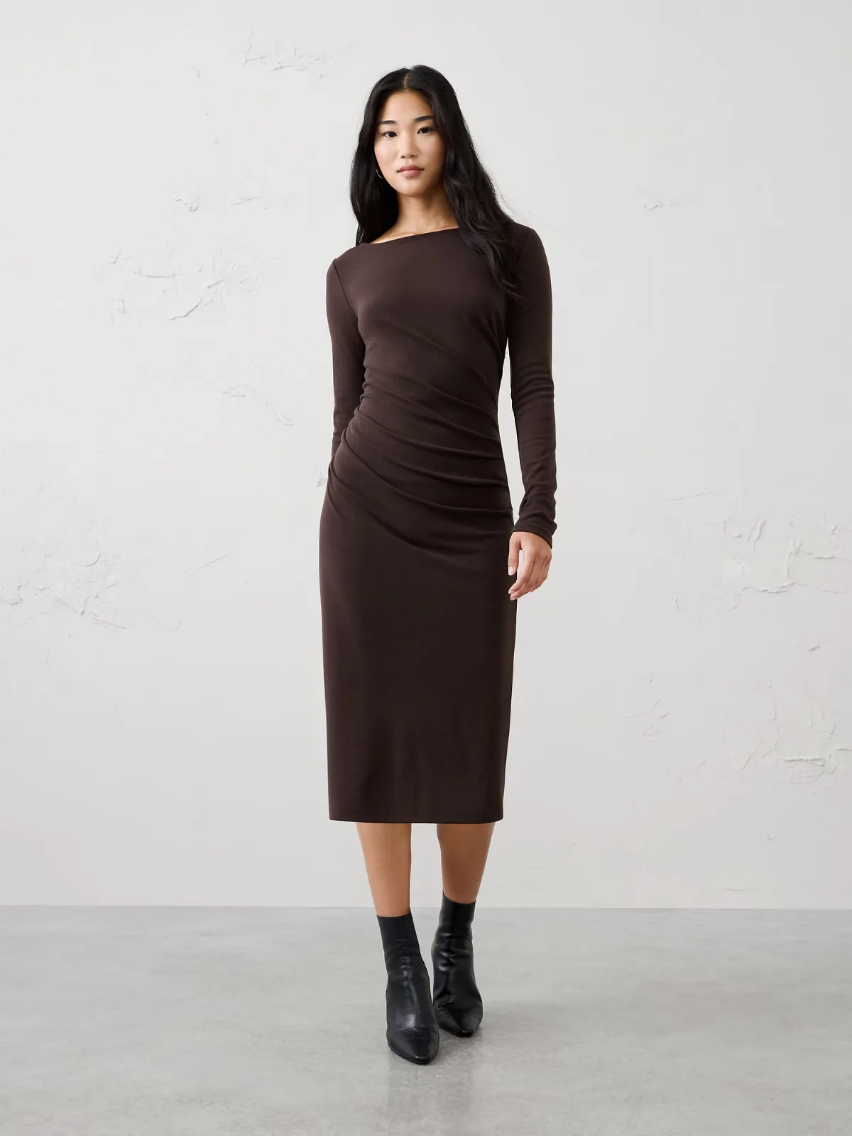 Cozy Rib Draped Midi Dress by Banana Republic