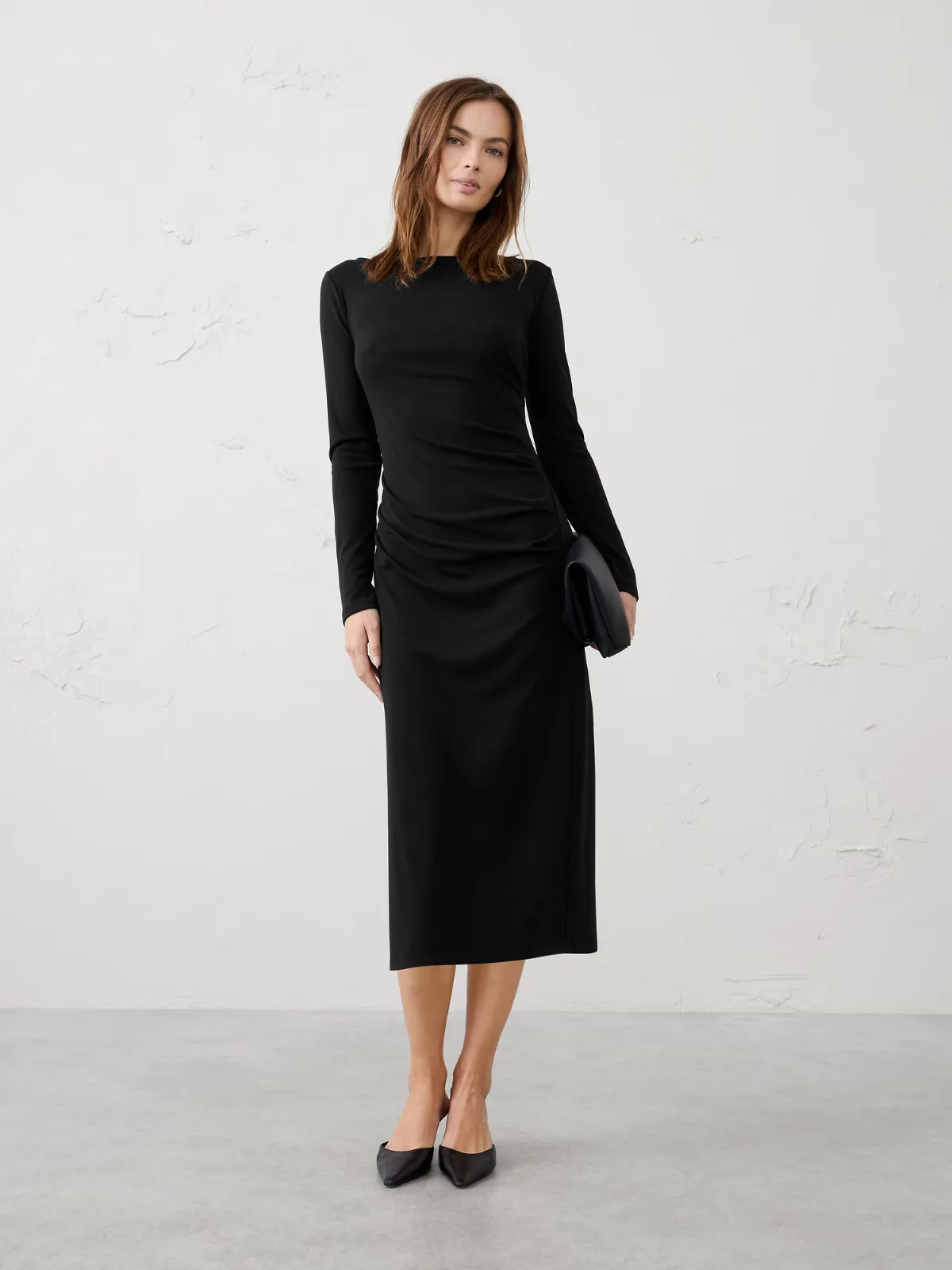 Cozy Rib Draped Midi Dress