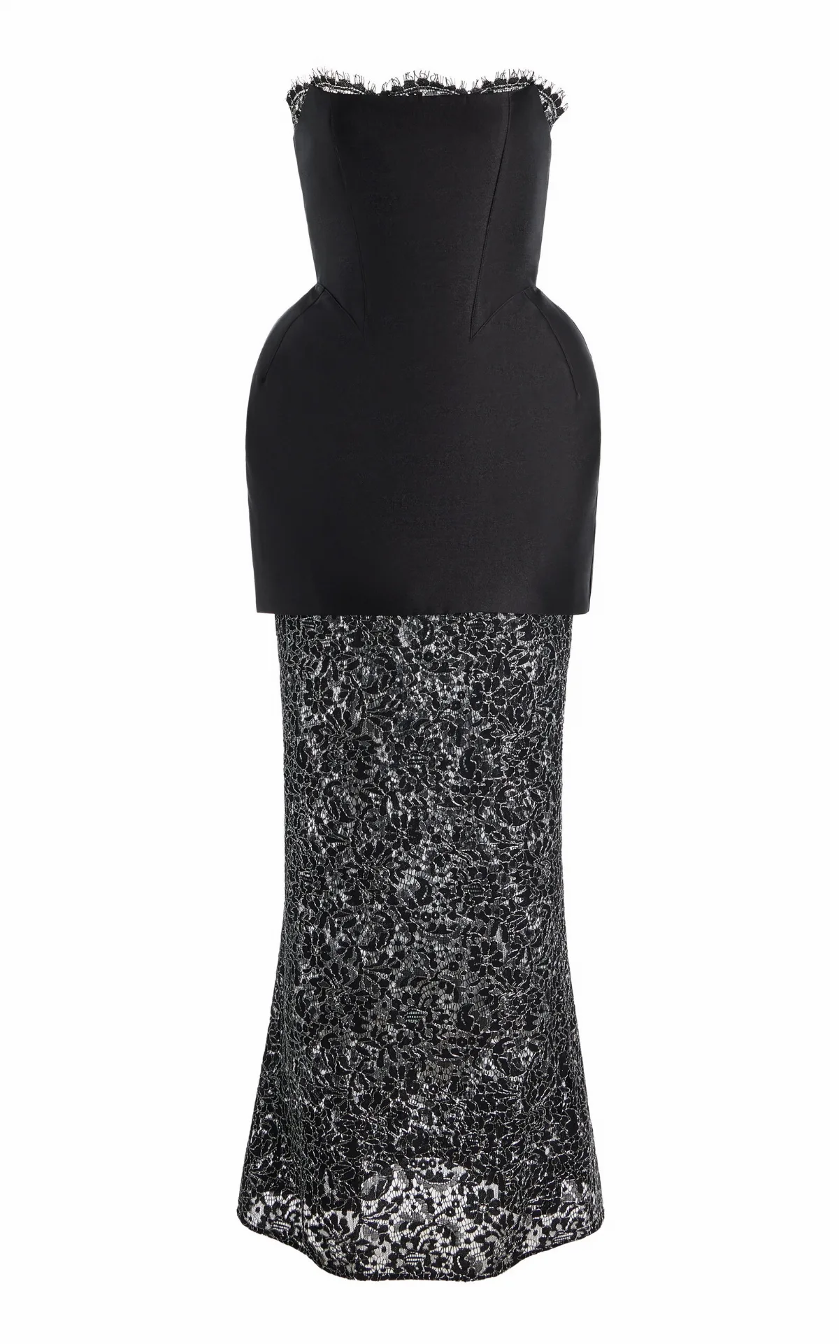 Epidote Twill-Overlay Lace Midi Dress by De La Vali