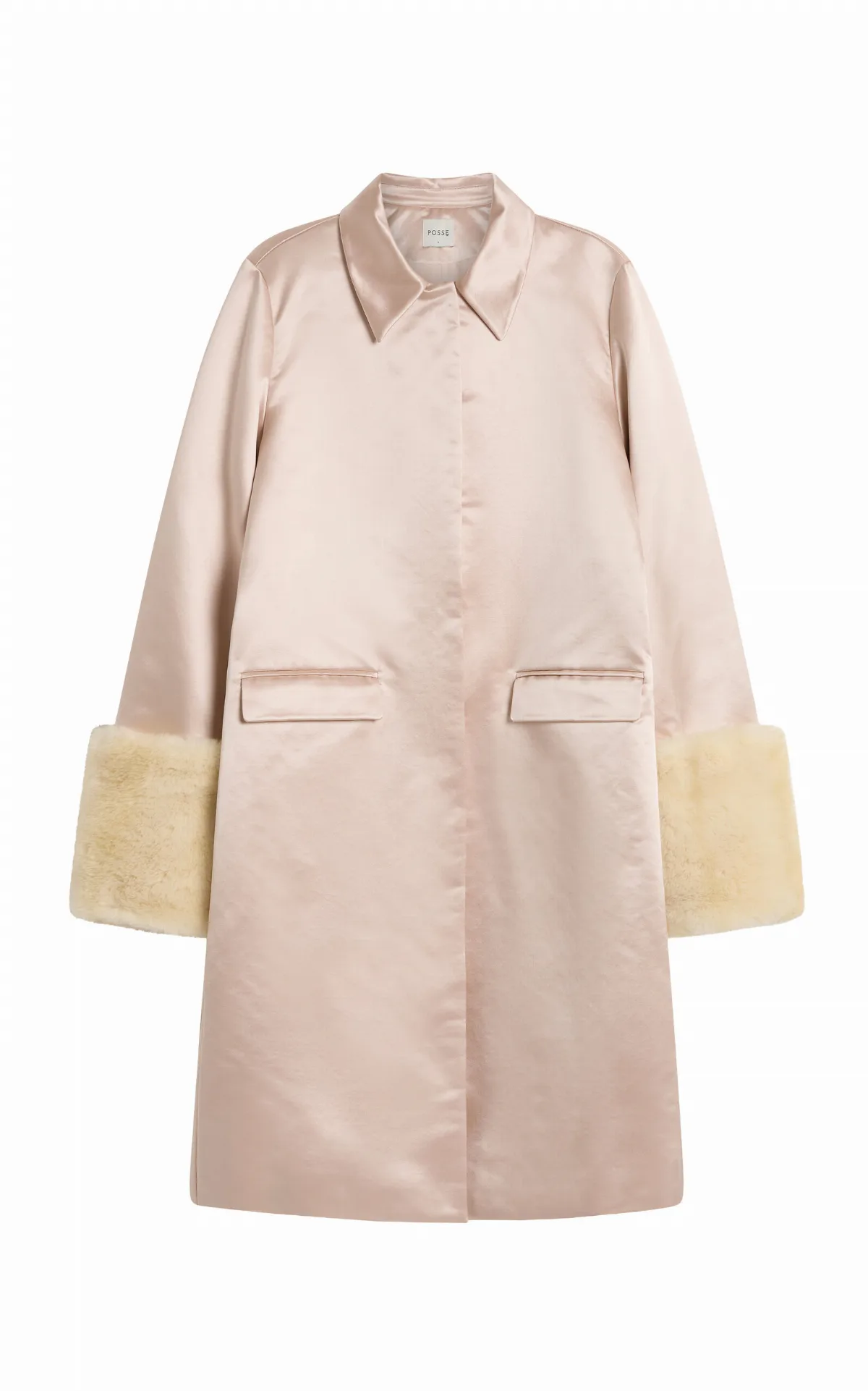 Chester Fur-Trimmed Satin Coat