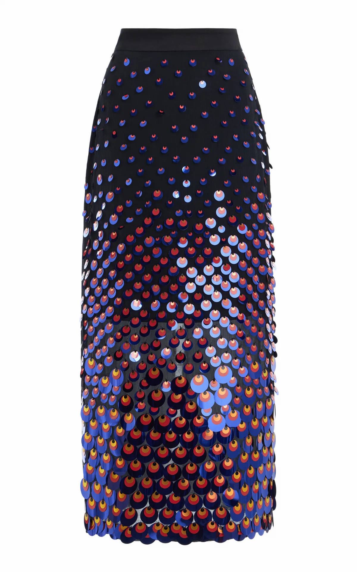 Embellished Silk Midi Skirt