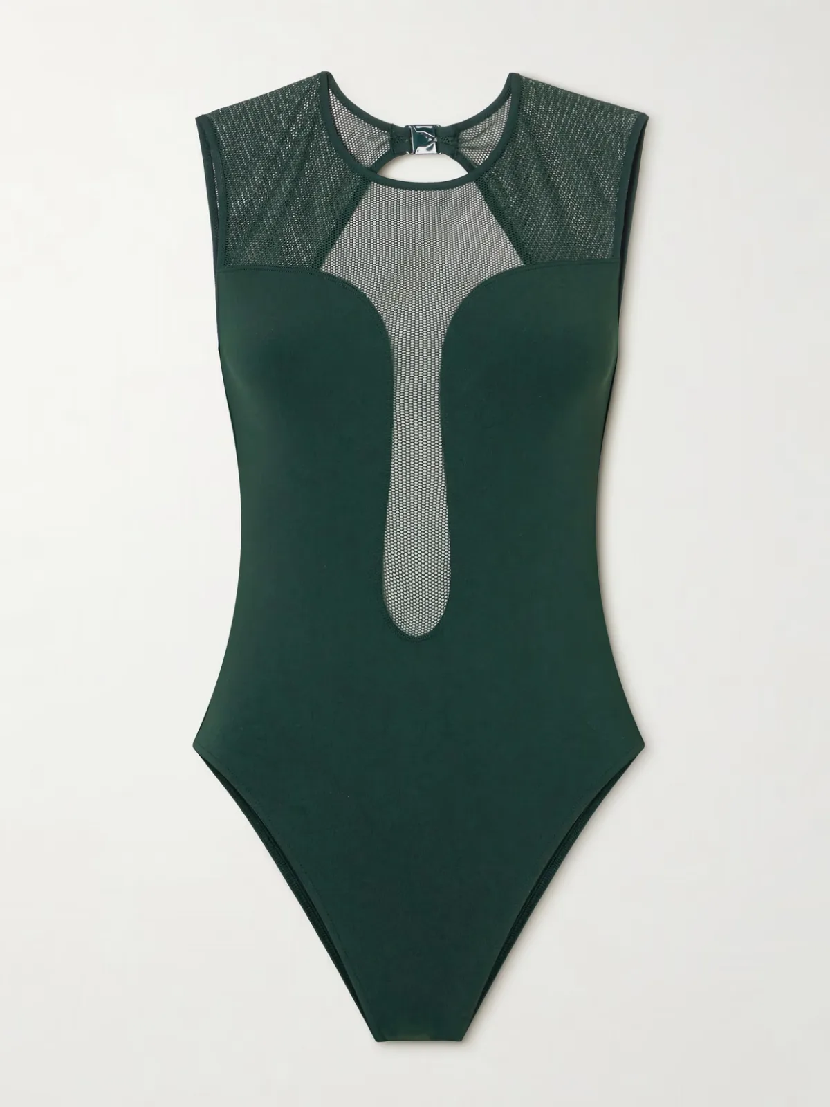 - Unique Open-back Mesh-trimmed Swimsuit -