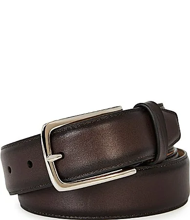 Feather Stitched Edge Leather Belt by Roundtree & Yorke