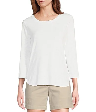 Ashby 34 Sleeve Scoop Neck Curved Hem Tee Shirt by Tommy Bahama