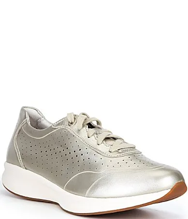 Serena Metallic Leather Walking Sneakers by Aetrex