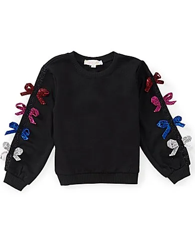 Long Sleeve Bow Accented Sweatshirt by Sara Sara
