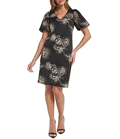 V-Neck Puff Sleeve Dress by Eliza J