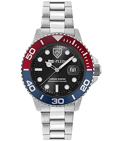 Chrome Surfer Analog Stainless Steel Bracelet Watch by Philipp Plein