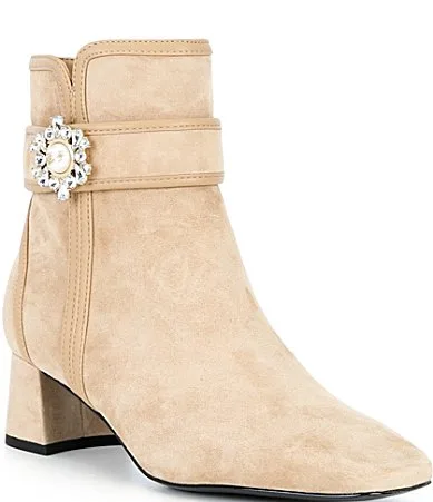 Serafina Nubuck Broach Ankle Booties by Karl Lagerfeld